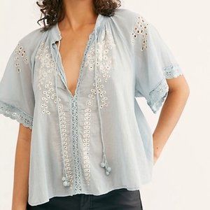 Free People Dahlia Embroidered Blouse. S